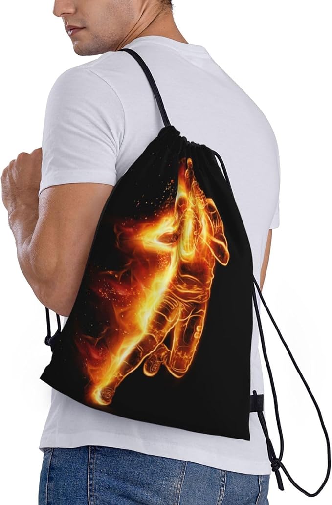 Kids Drawstring Bags Boys Girls, Cool Sports Drawstring Backpack with Printed a Playing Football Man Pattern, Black Casual Knapsack Bags for Teens Adults for Gym Travel Swimming Beach Yoga, Small