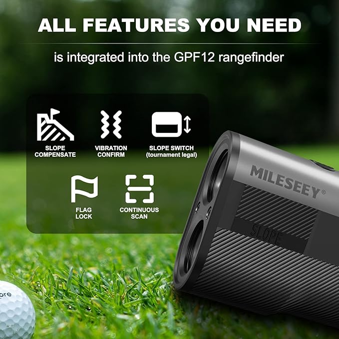 Mileseey GPF12 Golf Rangefinder with Slope - 1100 Yards Laser Range Finder with 7.5° Wide View, Golf Scope Distance Finder 6X Magnification 0.1s Flag Pole Locking Vibration USB C Rechargeable