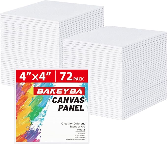 Mini Canvas Boards 72 Pack, 4x4 Inch Square Painting Canvas Panels, 100% Cotton by Unknown