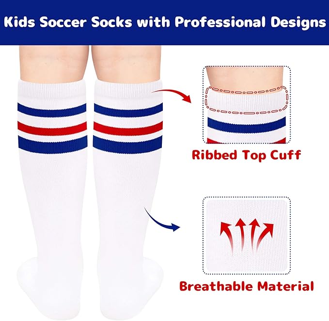 Olreco 1 Pack Toddler Kids Youth Soccer Socks Girls Boys Baseball Socks Youth Knee High Softball Football Accessories Cotton
