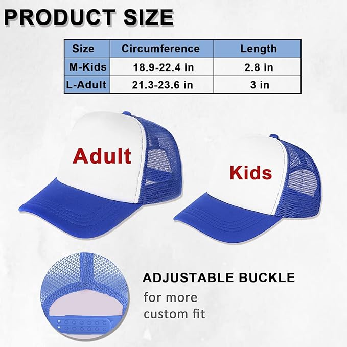 Echolife 9 Pack Sublimation Blanks Baseball Cap Adjustable Polyester Mesh Cap Trucker Hats for Adults Kids Youth
