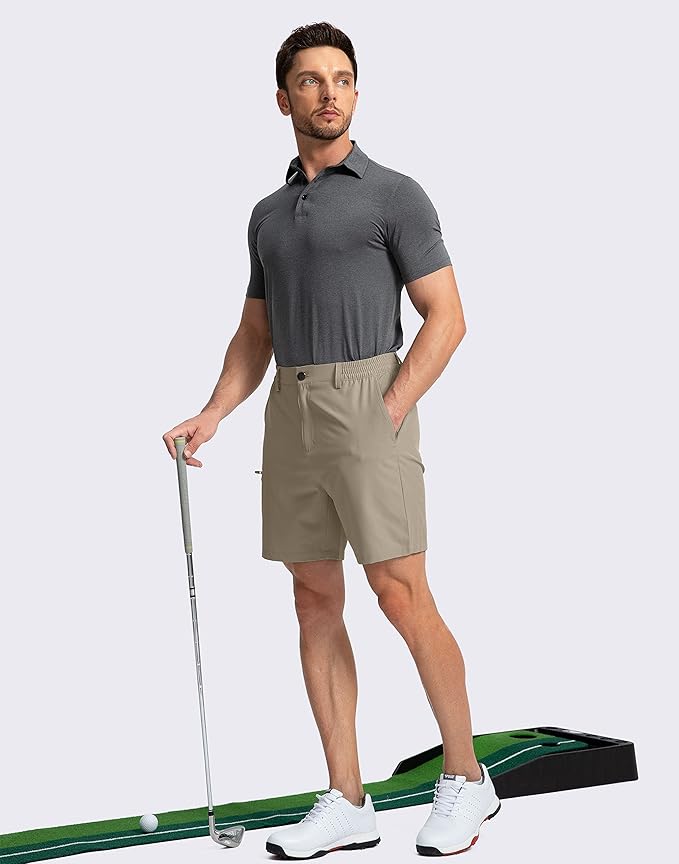 Pinkbomb Men's Golf Shorts with 6 Pockets Stretch Quick Dry Hiking Work Dress Shorts for Men