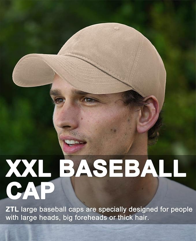 Oversize XXL Baseball Cap for Big Heads 23.6"-25.6", Extra Large Cotton Baseball Hat, Plus Size Unstructured Dad Hats