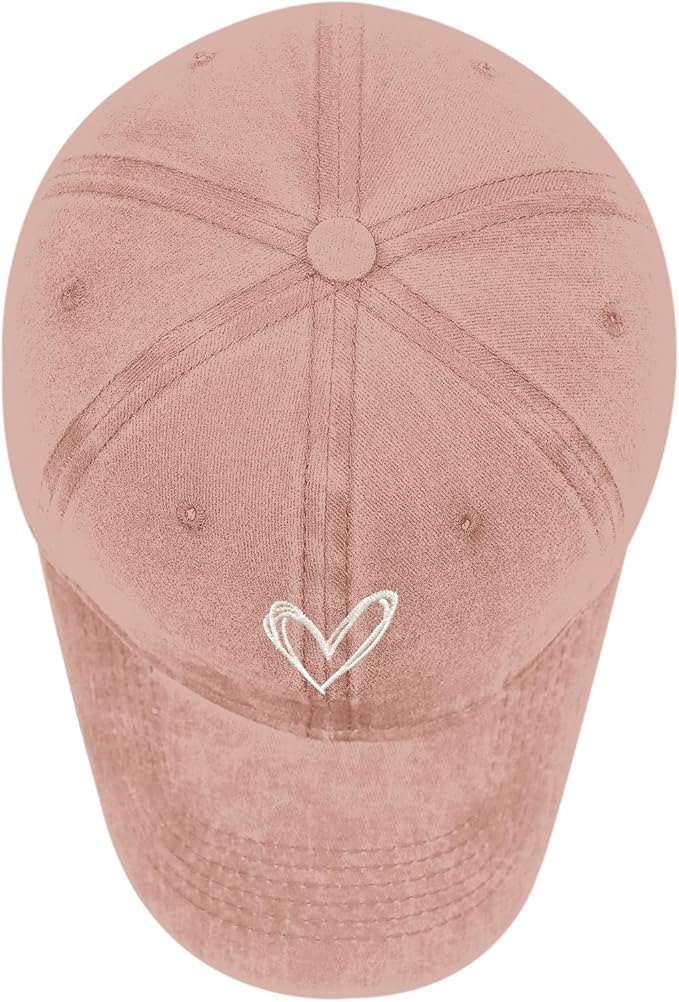 Pairxily Vintage Heart Embroidered Baseball Cap Distressed Adjustable Hat for Women Low Profile Dad Hats Unisex Cotton Cap