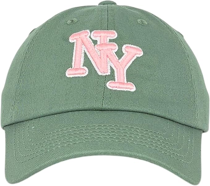 NY 3D Embroidered Cotton Dad Hat – New York Baseball Cap, Adjustable Metal Buckle Strap, Unstructured Low-Profile Style
