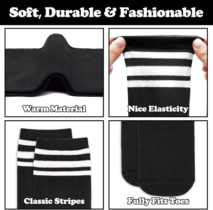 Sarfel Kids Soccer Socks Toddler Soccer Socks Girls Boys Soccer Socks Kids Tube Socks with Stripes Toddler Knee High Socks