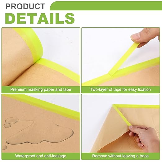 12Inchx50Feet Pre-Taped Masking Paper Roll - Image 3