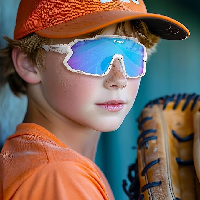X-TIGER Kids Sunglasses Polarized Youth Baseball Sunglasses for 8-14 boys girls UV400 Sports Softball Cycling Glasses