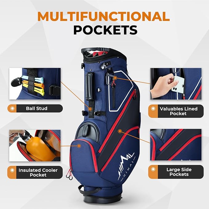 UNIHIMAL 14 Way Dividers Golf Stand Bag Lightweight, Golf Bag for Men Women with Multiple Pockets, Dual Strap and Rain Cover Hood