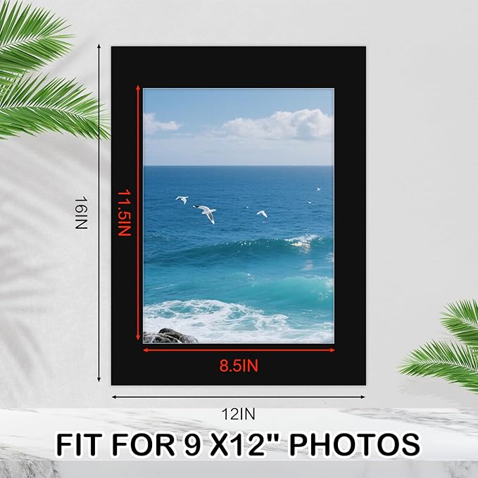15 Pack 12x16 Black Picture Mats, Frame Mattes - Image 2