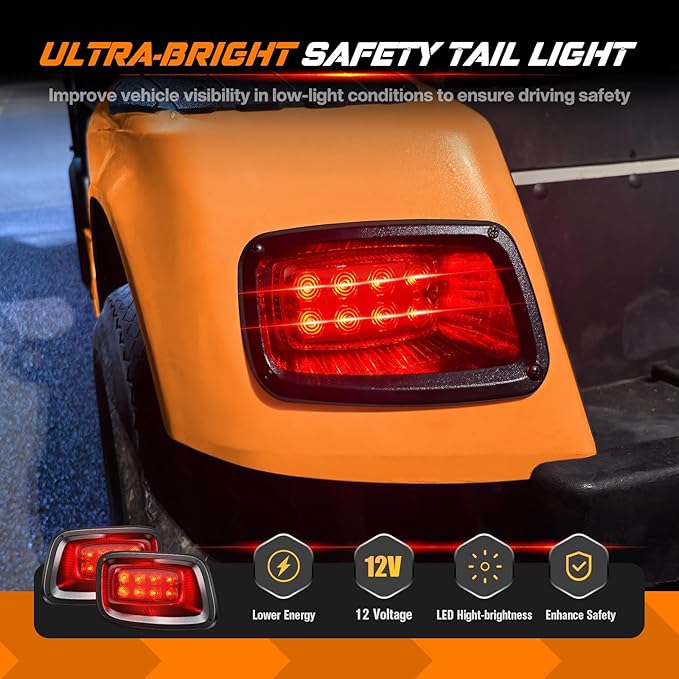 EZGO Deluxe Light Bar Kit, Golf Cart LED Light Kit for EZGO TXT 1996-2013 Gas&Electric Carts, with 12V Street Legal LED Headlight Taillights Turn Signals Hazard Light Switch Horn Brake Pad