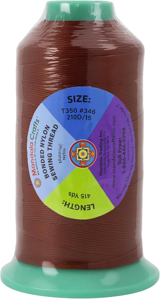 Mandala Crafts Size 346 210D T350 Bonded Nylon Thread Copper Brown Heavy Duty - Image 3