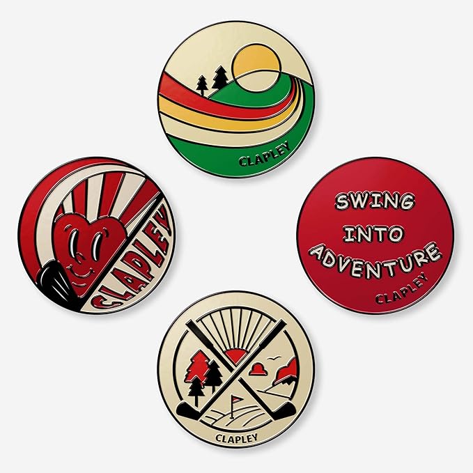 Clapley Ball Markers, Premium Gift Box Set for Golfer, 4pcs Stainless Steel & Oven-Cured Enamel, Eye-catching & Easy to spot, Pair with Magnetic Glove & Clip