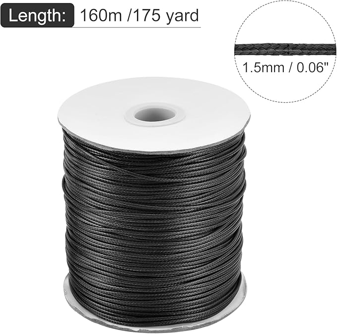 MECCANIXITY Waxed Cord 1.5mm Waxed Polyester Cord 175 Yard Wax String - Image 2