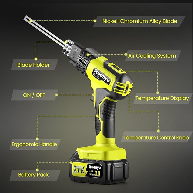 Huanyu Cordless Hot Knife with Temperature Display 100W Max 500℃ 3.0Ah Battery - Image 2