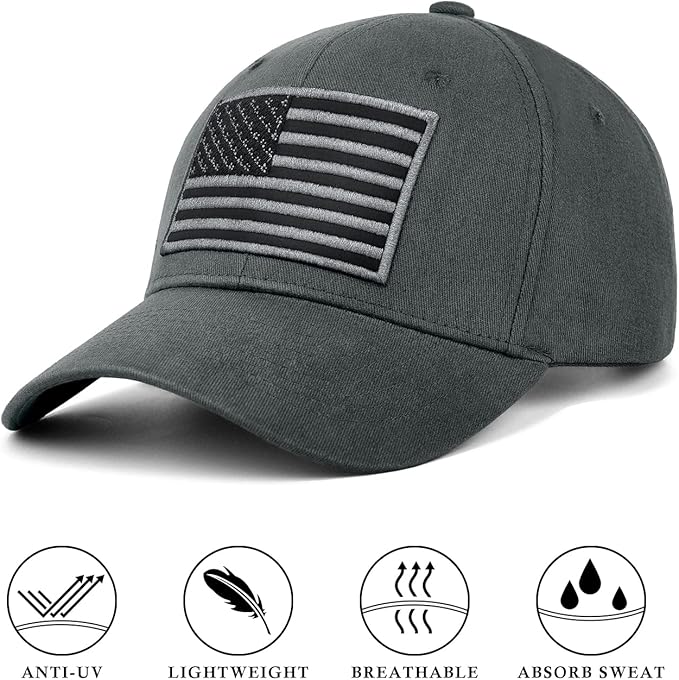 KIRAAT 3 Pack American Flag Baseball Cap Unisex,Low Profile USA Plain Dad Hat for Men＆Women