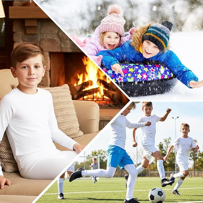DEVOROPA Youth Boys Compression Thermal Shirt Long Sleeve Kids Fleece Baselayer Soccer Baseball Undershirt Slim/Regular/Husky
