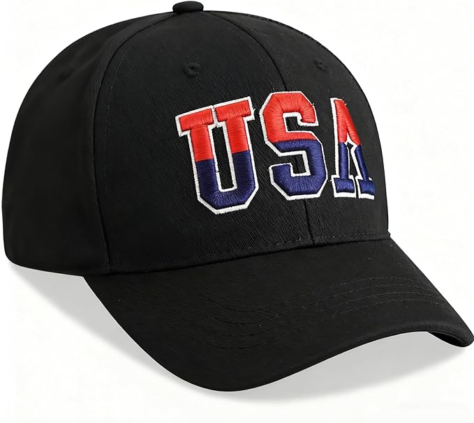 American Flag Patriotic Baseball Cap | Embroidered USA Flag 100% Cotton Adjustable Hat for Men & Women