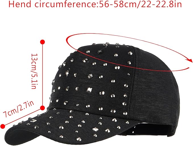 Hoce Fashion Rhinestone Denim Baseball Cap Studded Bling Hat for Women
