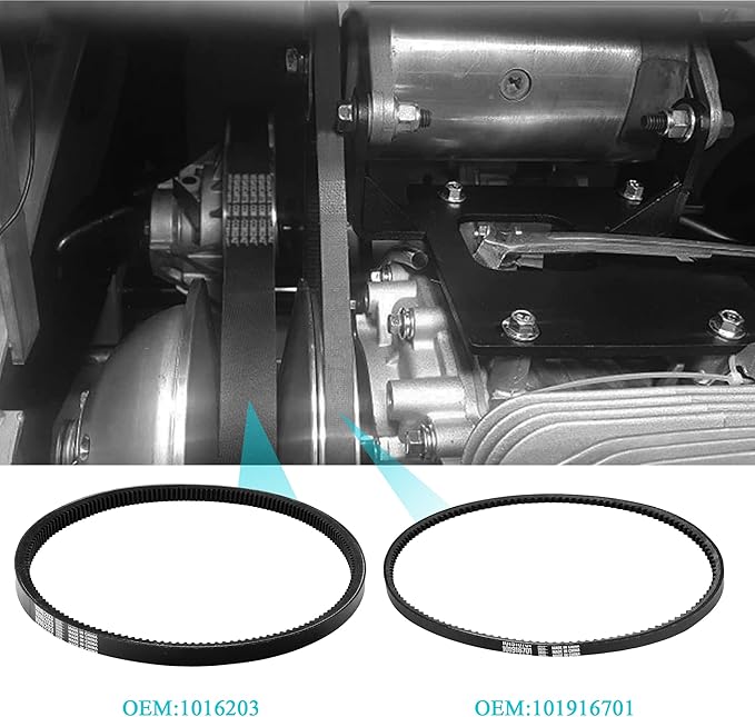 10L0L Golf Cart Drive Belt & Starter Generator Belt Kit for Club Car DS 1992-Up & Precedent 2004-Up, Compatible with FE290, FE350 and Kawasaki OHV Engine, Replaces OEM 101916701