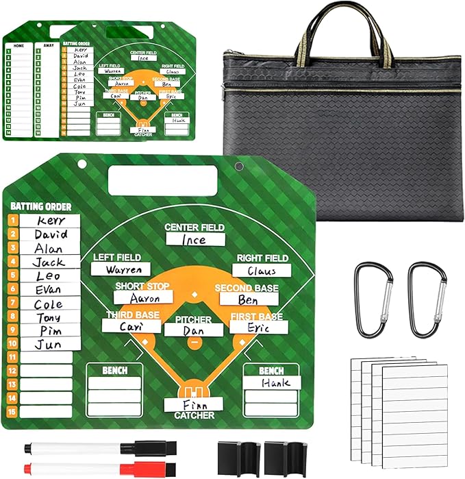 Magnetic Baseball Lineup Board for Dugout, Dry Erase Coach Lineup Board, Baseball Coaching Board, Baseball Clipboard for Coaches with 40 Lineup Cards, Baseball Coaching Accessories