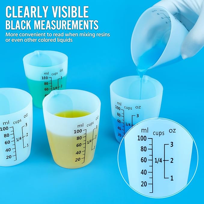 10Pcs Silicone Resin Mixing Measuring Cups 100ml - Image 4