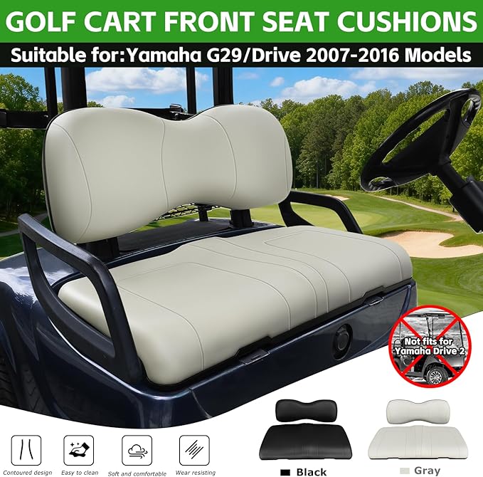 Golf Cart Front Seat Bottom and Back Rest Cushion Assembly Kit Replacement for Yamaha G29/Drive 2007-2016