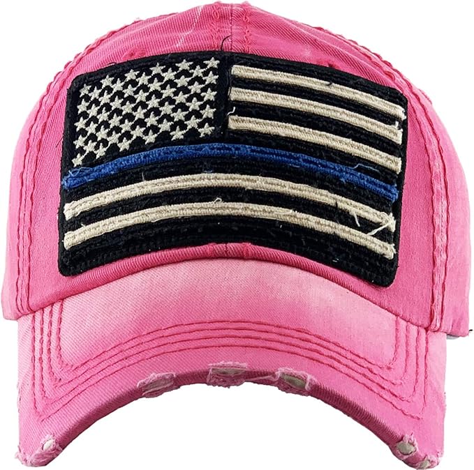 KBETHOS Flag USA America Military Thin Blue Line Thin Red Line Vintage Distressed Baseball Cap Dad Hat Unisex Adjustable…