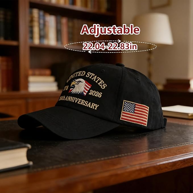 U.S.A 250th Anniversary Embroidered Baseball Cap Adjustable 1776-2026 Anniversary Birthday Retro Patriots Hat for Men Women