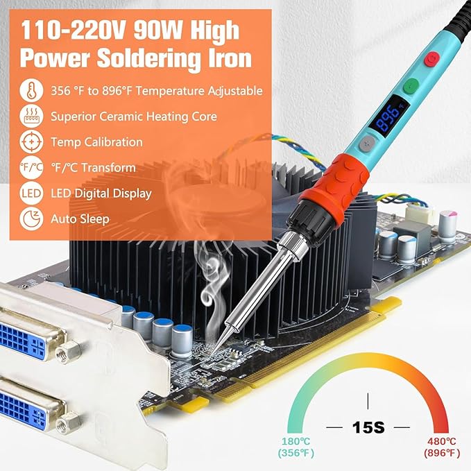 Soldering Iron Kit, 90W LED Digital Soldering Gun kit - Image 4