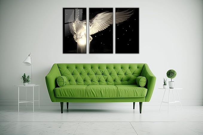 SpiritualHands White Owl Tempered Glass Wall Art Painting - Image 4