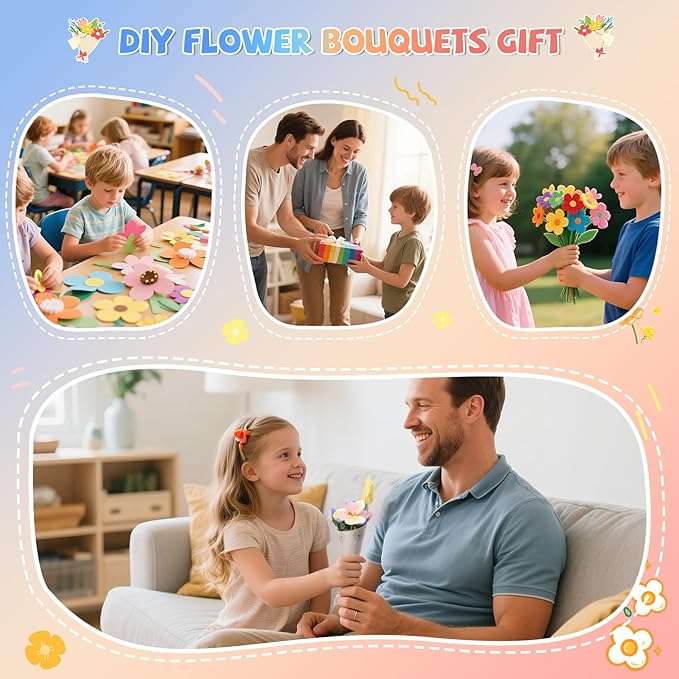 kenvc DIY Flower Bouquets Toys, Fabric Flower Market Toy is - Image 8