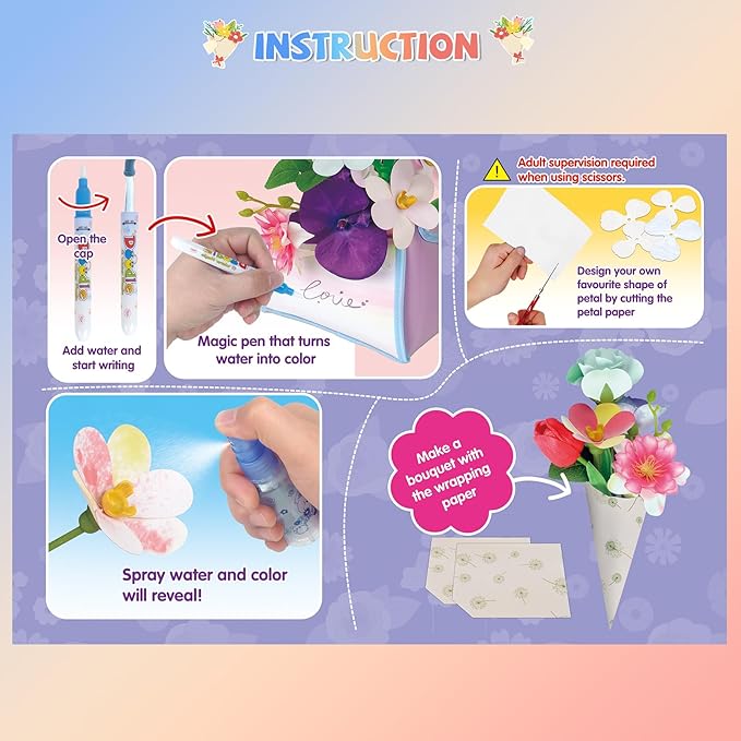 kenvc DIY Flower Bouquets Toys, Fabric Flower Market Toy is - Image 6