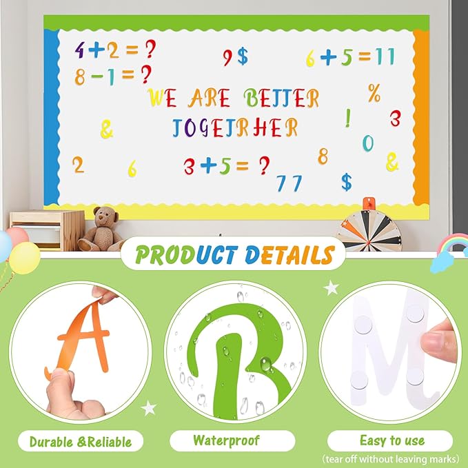 221 Pcs Classroom Bulletin Board Letters Colorful Alphabet Cutouts Number and - Image 4