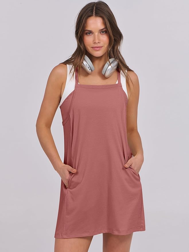 ANRABESS Women Summer Dress 2026 Beach Vacation Outfits Tennis Athletic Workout Romper Dress Built in Shorts Travel Clothes