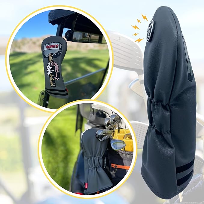 Funny Golf Club Covers The Hammer Driver Headcover and Little Hammer Fairway Wood Head Covers, Golf Accessories for Men, Golfer Gifts for Men, Golf Head Covers for Dad