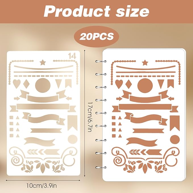 20Pcs Journal Stencils Set, Plastic Planner Journaling Stencils, DIY Drawing - Image 2
