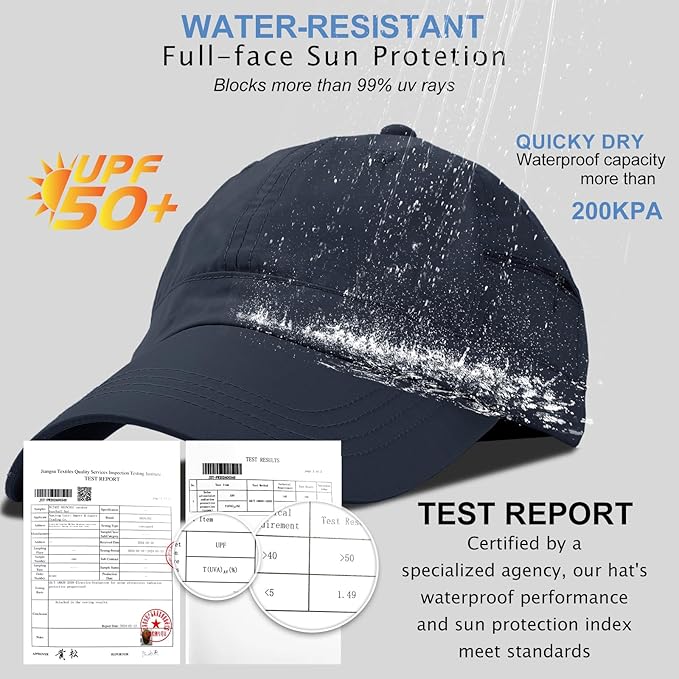 Mens Water-Resistant Baseball Cap Womens Rain Hat Foldable Outdoor Running Sun Fishing hat