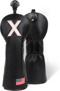 Golf Head Covers, US Flag Patriotism Golf Club Cover for Woods and Driver, Fairway, Hybrid - Premium Leather Golf Club Head Covers with Interchangeable Tags