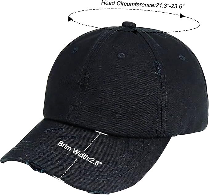 Eohak Ponytail Baseball Hat Distressed Retro Washed Womens Twill