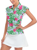 Soneven Womens Petal Sleeve Golf Shirts Moisture Wicking Lady Golf Apparel Print Tennis Sport T Shirt