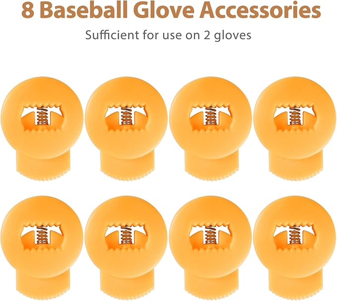 Glove Locks, 8-Pack Baseball/Softball Glove Lace Locks – Vibrant Colors, No Retie Knots, Spring-Lock Tech, Durable Design.