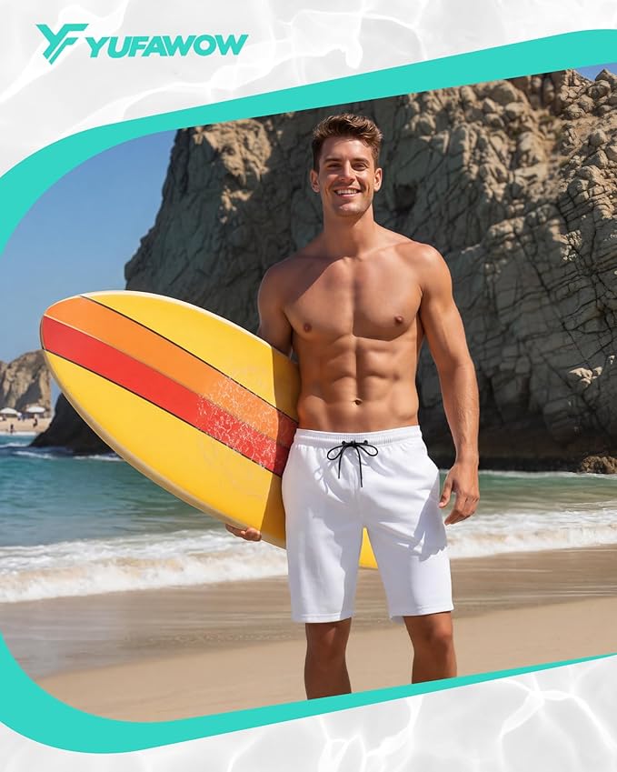 9 Inch Men Swim Trunks with Mesh Lining Quick Dry Breathable Pockets for Summer Beach Cruise Water Park Gym Running