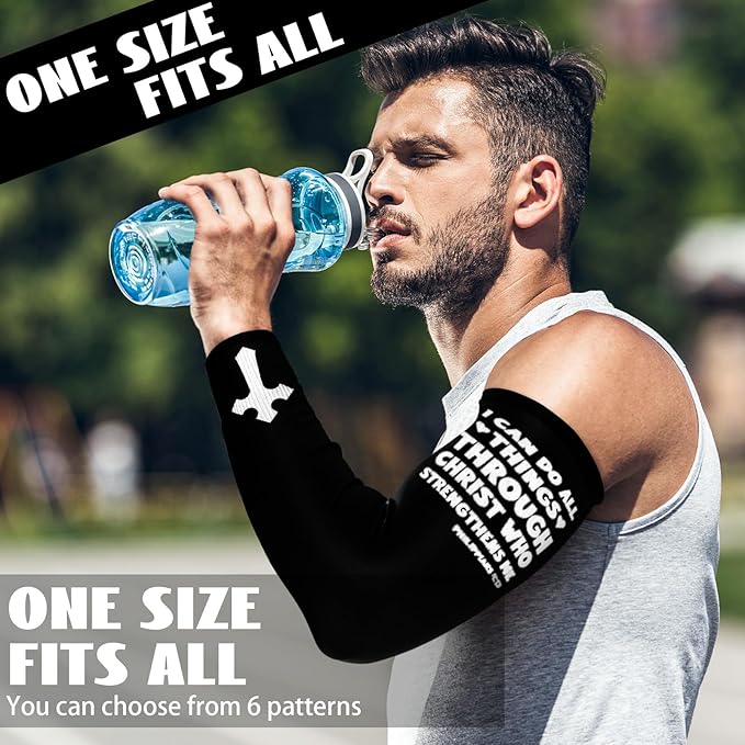6 Pairs Faith Cross Arm Sleeves Baseball Arm Sleeves Youth Jesus Christian Gifts Bulk for Basketball Accessories