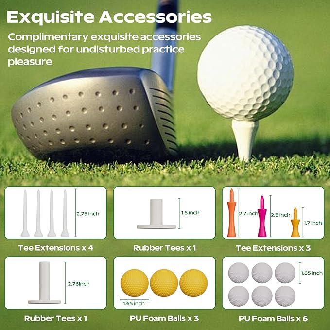 RIKADE Golf Mat - 5x4ft & 6x4ft 26mm-31mm Golf Hitting Mat for Simulators, Backyard, Garage, Indoor & Outdoor Use, Features Dual-Turf Mats with Ball Tray for Chipping and Swing Training