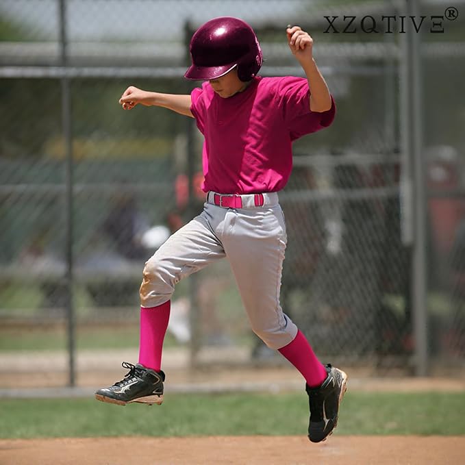 XZQTIVE Baseball Softball Socks and Baseball Softball Belt Combo Set Knee-High Soccer Socks for Kids Youth Adult