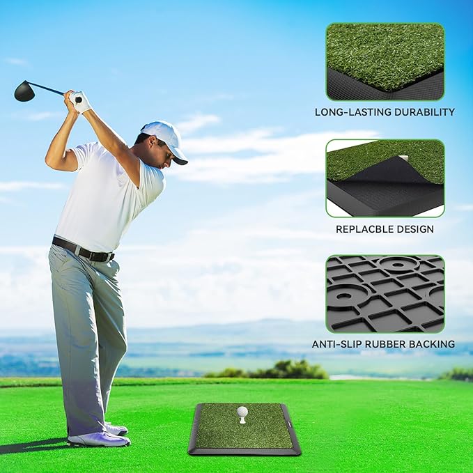 Golf Hitting Mat, Golf Training Mat for Swing Path Feedback Detection Batting,Extra Replaceable Golf Practice Mat, Golf Gifts for Men Women for Home Indoor Outdoor