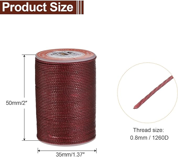 uxcell Round Leather Sewing Waxed Thread, 55m / 60 Yards Polyester Wax String - Image 2