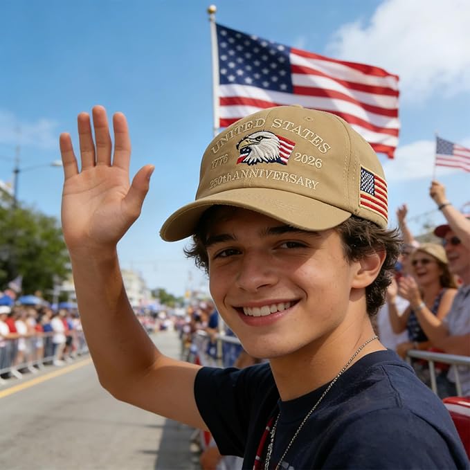 U.S.A 250th Anniversary Embroidered Baseball Cap Adjustable 1776-2026 Anniversary Birthday Retro Patriots Hat for Men Women
