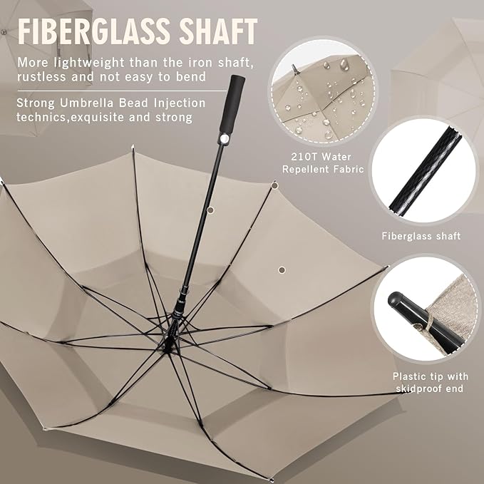 ZOMAKE Golf Umbrella Windproof, Extra Large Oversized Heavy Duty Double Canopy for Rain, Sports Games & Push Cart(51/54/62/68/72Inch)